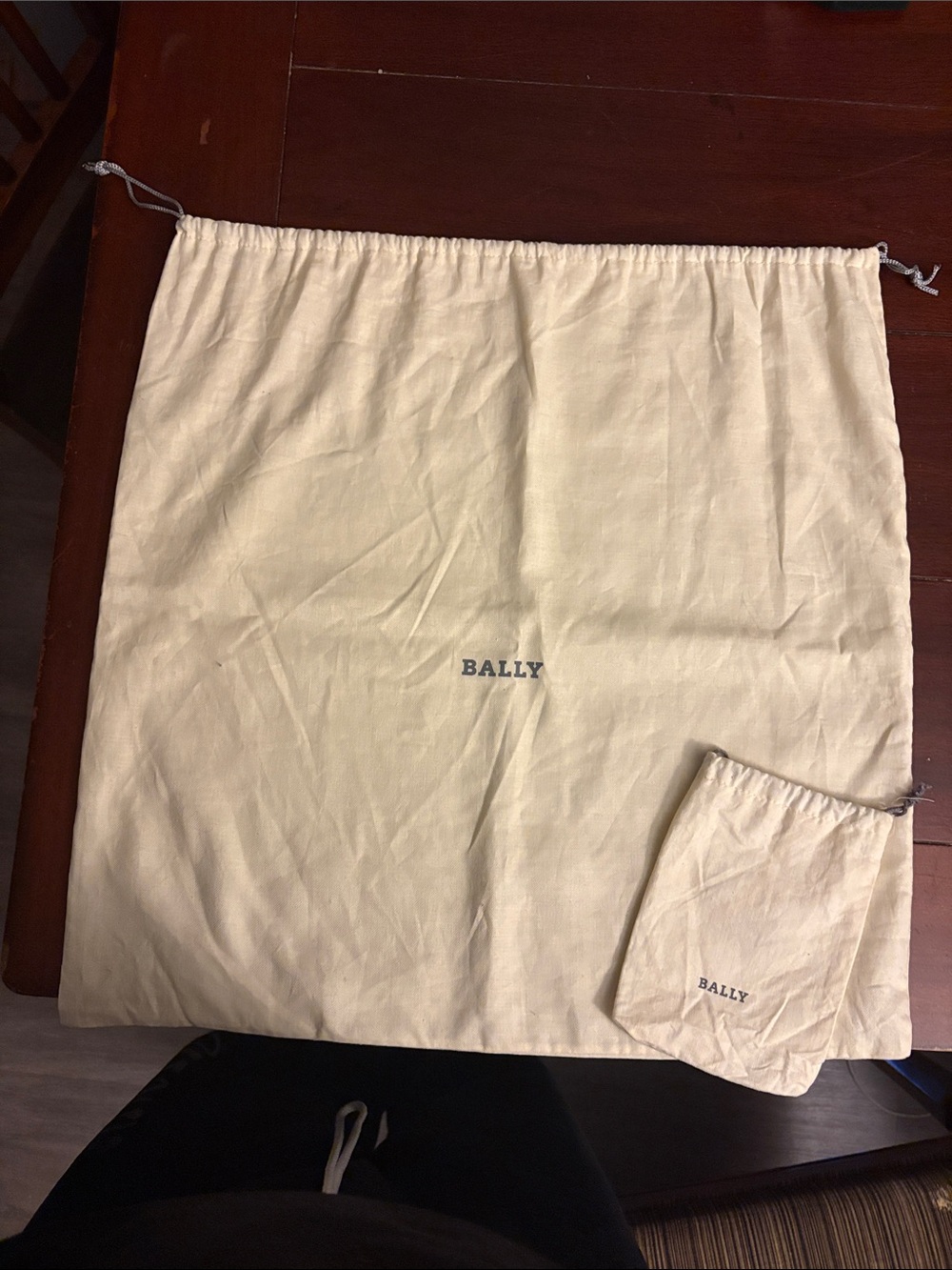 Bally 2 bag and wallet Cream Drawstring dustbags with Logo